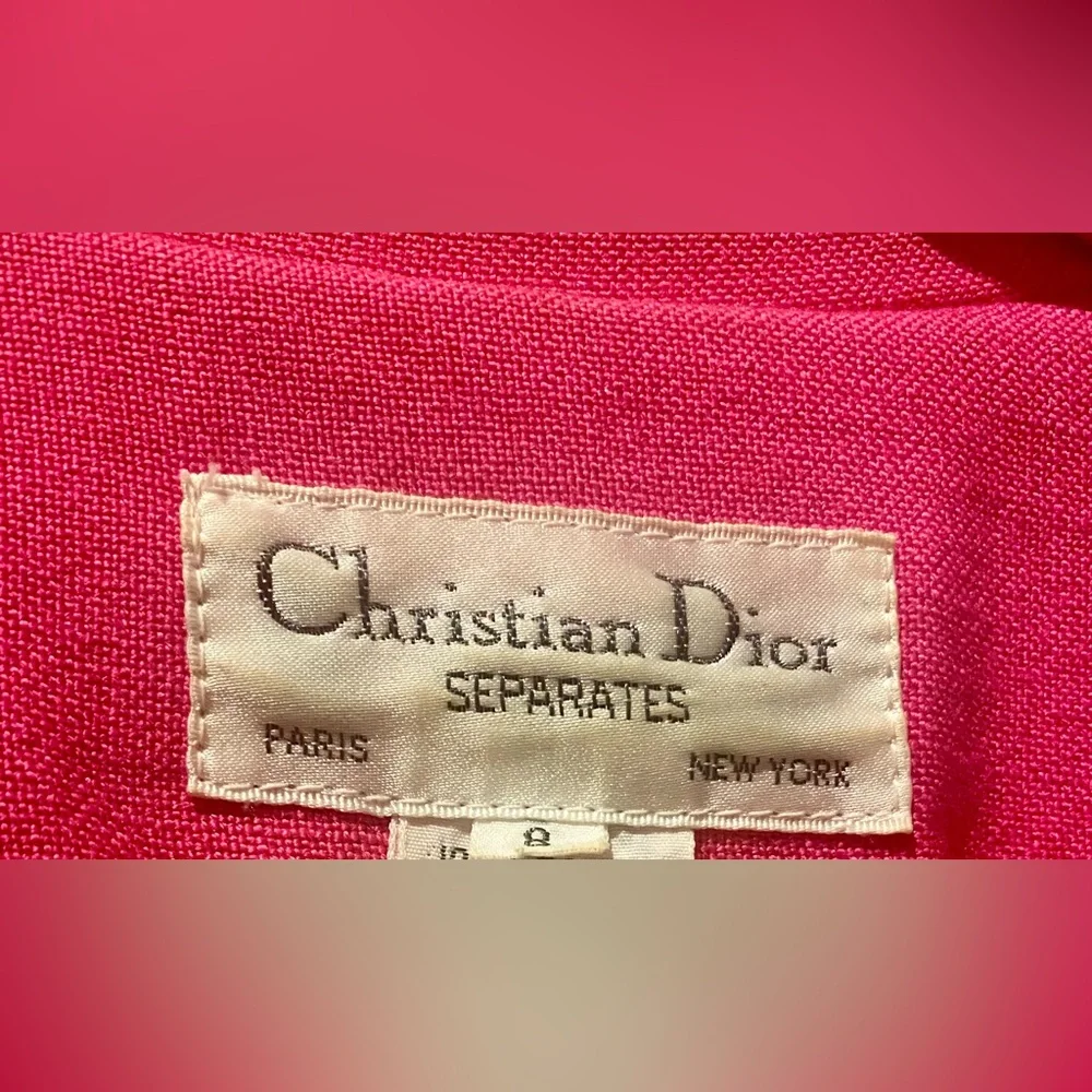 Christian Dior Vintage Haute Couture Paris New York Hot Pink Blazer - Size 8